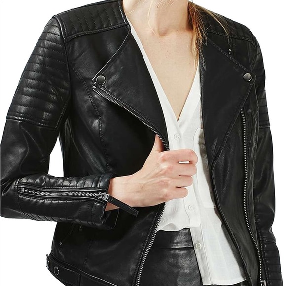 Topshop Jackets & Blazers - Topshop Nelly Faux Leather Moto Jacket